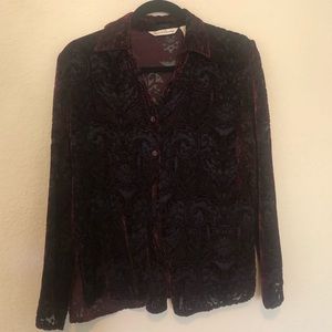 Velvet button down blouse